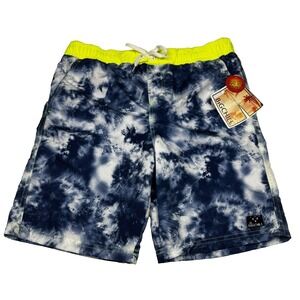 New Big Chill Boys‎ Swim Trunks Tie Dye Sz 18 UPF 50 Neon Blue Beach Surfing